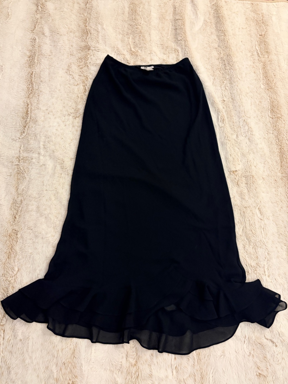 🖤 Vintage 90s Y2K JBS Black Midi Skirt Fairycore Whimsy Goth Ruffle Hem Witchy